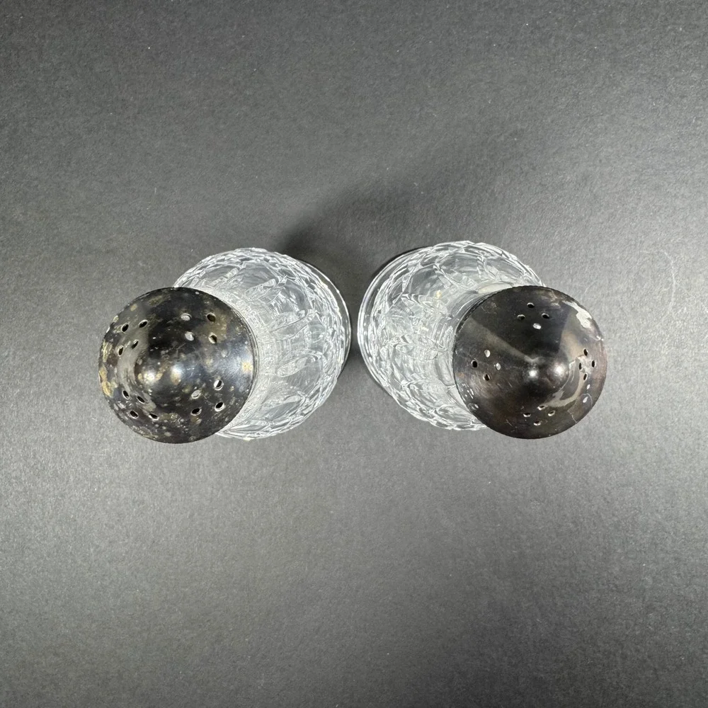 Waterford Salt and Pepper Shakers Clear Lismore Crystal Footed Set